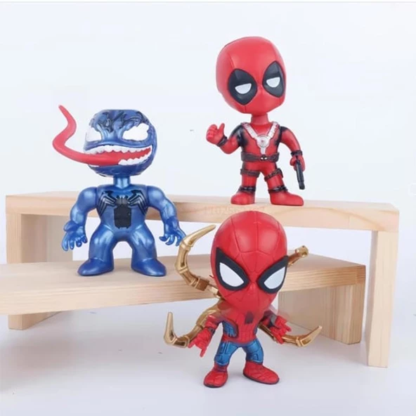 6'lı Anime Karakter Seti Spider-Man Siyah Spider-Man Venom Carnage Deadpool - 4