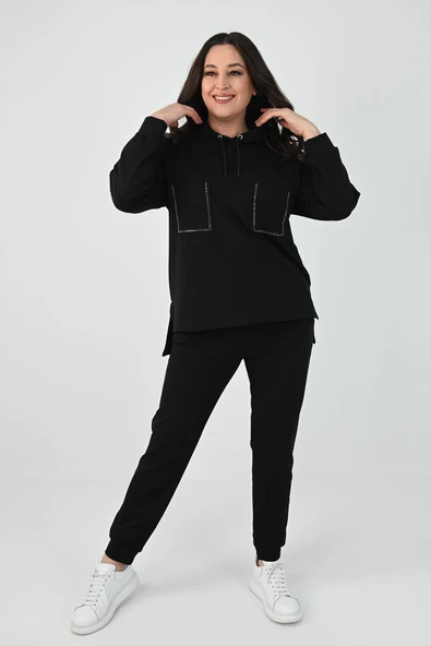 Kadın Büyük Beden Çift Cep Detaylı Eşofman Takımı 8081-24 - 5