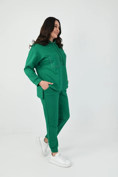Kadın Büyük Beden Çift Cep Detaylı Eşofman Takımı 8081-24 - 7