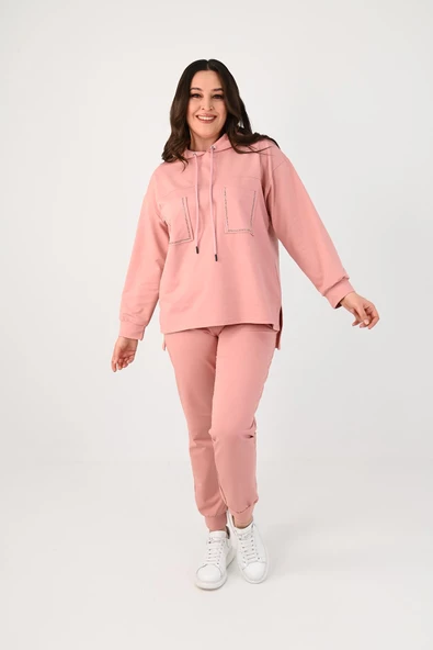 Kadın Büyük Beden Çift Cep Detaylı Eşofman Takımı 8081-24 - 10