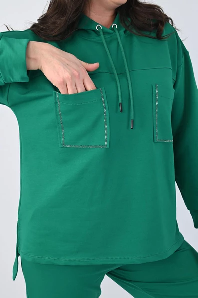 Kadın Büyük Beden Çift Cep Detaylı Eşofman Takımı 8081-24 - 9