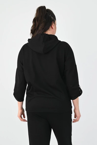 Kadın Büyük Beden Kanguru Cep Detaylı Eşofman Takımı 8026-24 - 3