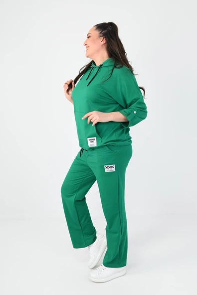 Kadın Büyük Beden Kanguru Cep Detaylı Eşofman Takımı 8026-24 - 6