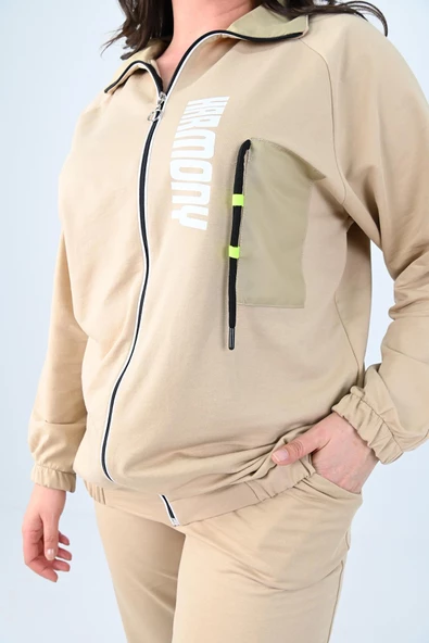 Kadın Büyük Beden Harmony Baskı Detaylı Eşofman Takımı 8079-24 - 11