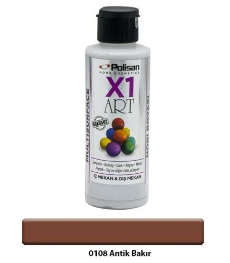 POLİSAN X1 HOBİ BOYASI 0108 ANTİK BAKIR YALDIZ 120 ML - 6