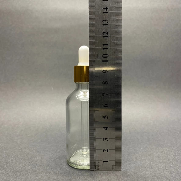 50Ml Şeffaf Cam Damlalıklı Şişe , Gold Metalik Kapak  ,  50 Cc Saydam Cam Damlalıklı Şişe x 6 Adet - Resim 3