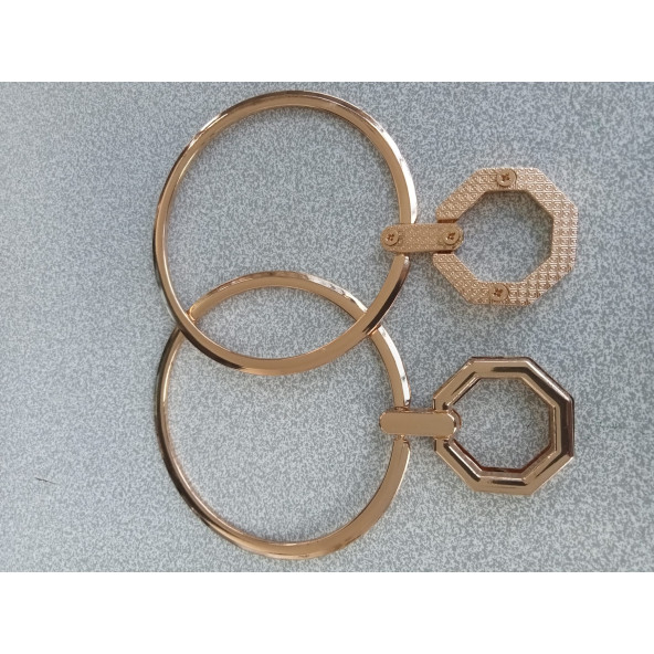 Gold Metal İki Bölümlü Katlanır Çanta Sapı - 3