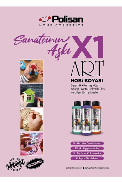 Polisan X1 Art Multisurface Akrilik Hobi Boyası 120ml-Antrasit Gri 0094 - 2