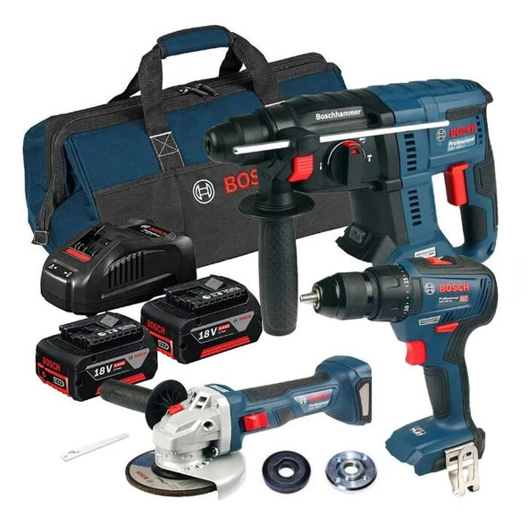 BOSCH GBH+GSR+GWS+2X4A+GAL 18V-40+RAFBAG PROFESYONEL SET