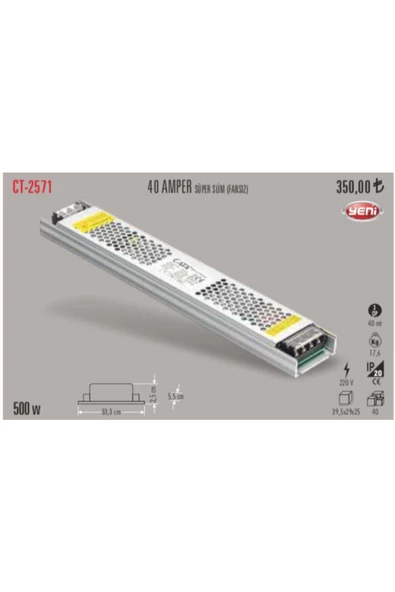 CATA CT-2571 ŞERİT LED TRAFOSU 40A 40M