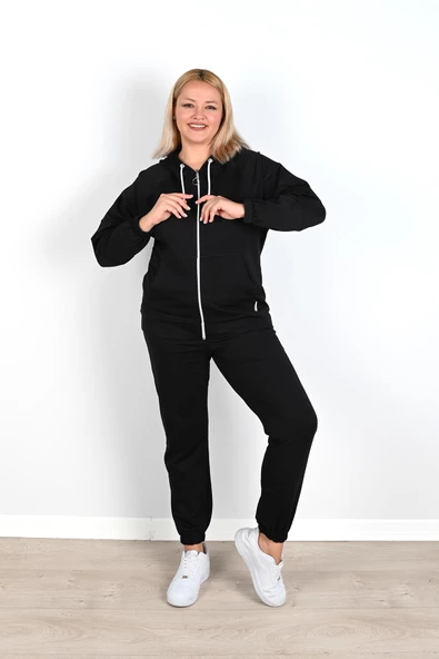 Kadın Büyük Beden Lastikli Eşofman Takımı 8044-24 - 3