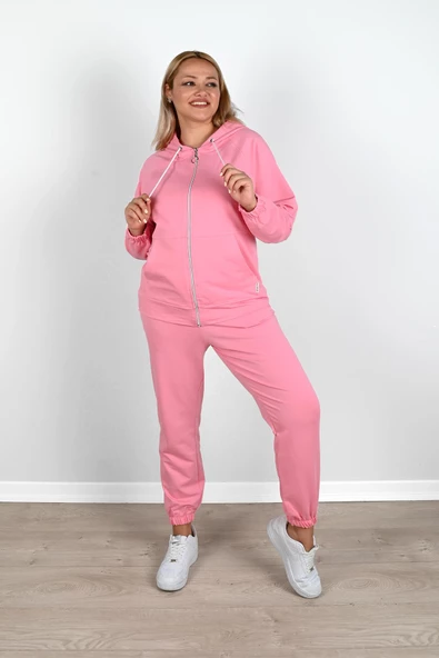 Kadın Büyük Beden Lastikli Eşofman Takımı 8044-24 - 12