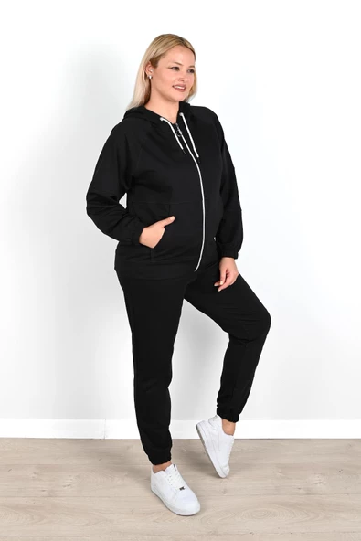 Kadın Büyük Beden Lastikli Eşofman Takımı 8044-24 - 5