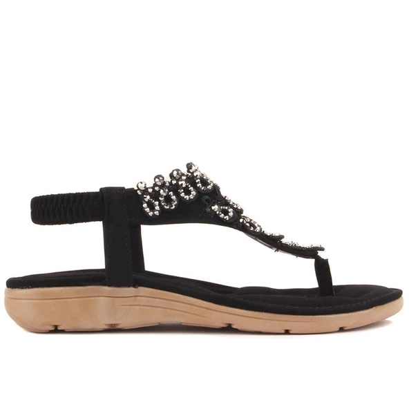 GUJA 22Y120 ORTOPEDİK TAŞLI PARMAKARASI GENÇ KADIN SANDALET - 3