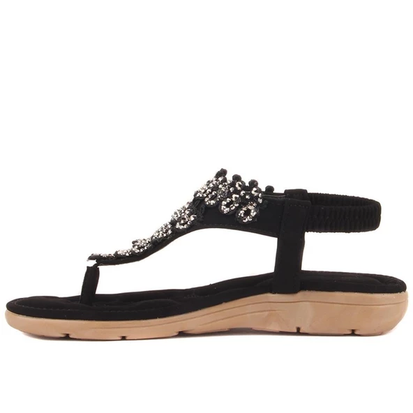 GUJA 22Y120 ORTOPEDİK TAŞLI PARMAKARASI GENÇ KADIN SANDALET - 4