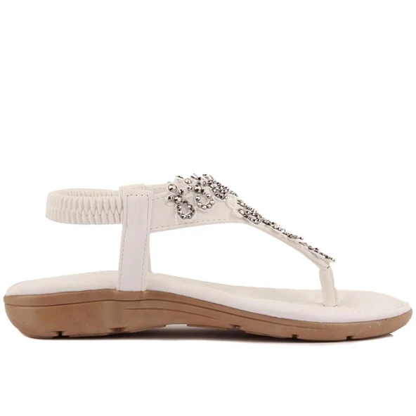 GUJA 22Y120 ORTOPEDİK TAŞLI PARMAKARASI GENÇ KADIN SANDALET - 7