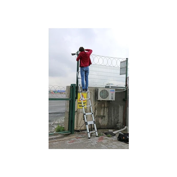 EBAX 3,8 MT 13 BASAMAKLI UZAYAN ALÜMİNYUM TELESKOPİK MERDİVEN - Resim 4