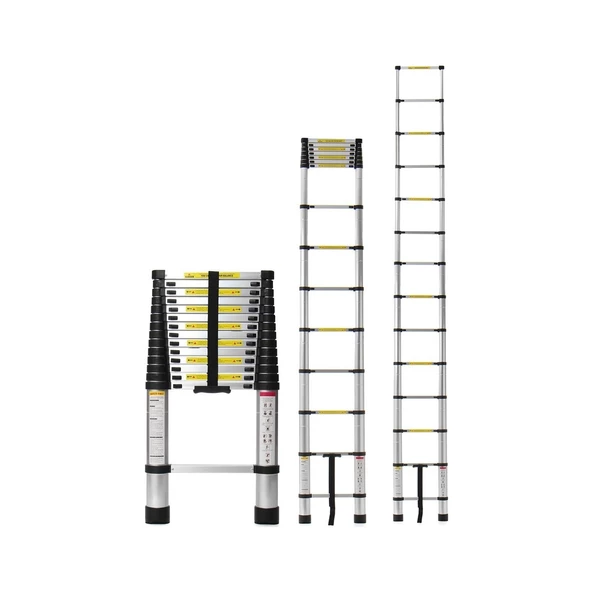 EBAX 3,8 MT 13 BASAMAKLI UZAYAN ALÜMİNYUM TELESKOPİK MERDİVEN - Resim 5