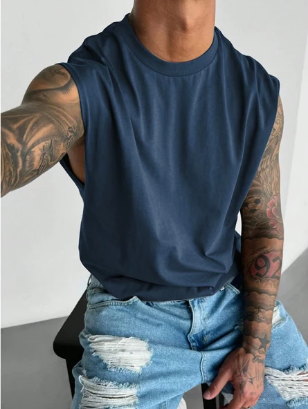 Erkek Bisiklet Yaka Etek Ve Kol Bitimi Dökümlü Süprem T-Shirt - 10