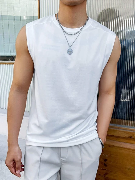 Erkek Bisiklet Yaka Etek Ve Kol Bitimi Dökümlü Süprem T-Shirt - 6