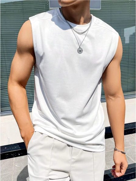 Erkek Bisiklet Yaka Etek Ve Kol Bitimi Dökümlü Süprem T-Shirt - 4