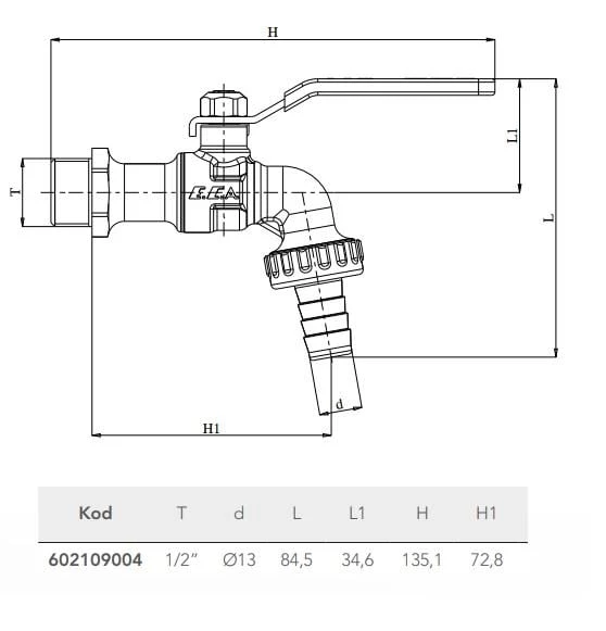 ECA 1/2'' BAHÇE MUSLUĞU KÜRESEL 602109004 - 2