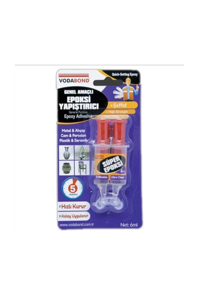 VODABOND ŞIRINGA EPOKSİ YAPIŞTIRICI ŞEFFAF 6ML