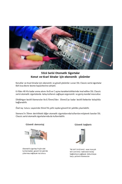 Siemens Siemens 5SL6110-7YA 1 Fazlı 10 Amper C Tipi (Yavaş Karakterli) 6kA Otomatik Sigorta - 8