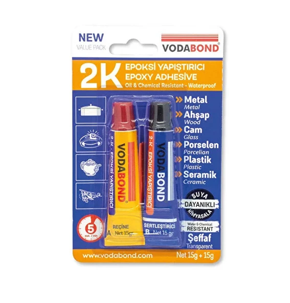 VODABOND 2K EPOKSİ YAPIŞTIRICI 15+15 GR ŞEFFAF - 3