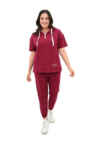 Kadın Kapüşonlu Büyük Beden Eşofman Takımı 3759-23 - 7
