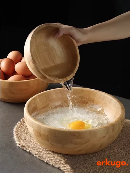 Bambu 3 lü Salata Kasesi, Sunum Kasesi, Dekoratif Kase, İskandinav Kase