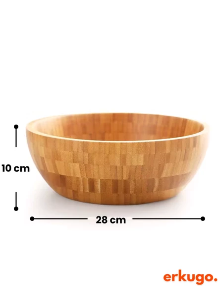 Bambu 3 lü Salata Kasesi, Sunum Kasesi, Dekoratif Kase, İskandinav Kase - 5