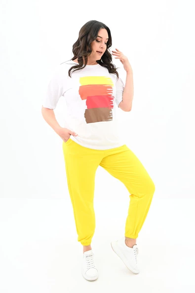 Kadın Büyük Beden Baskı Detaylı Eşofman Takımı 3695-23 - 4