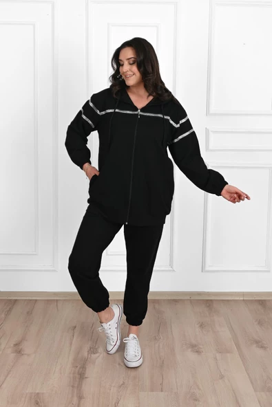 Kadın Sim Detaylı Büyük Beden Eşofman Takımı 3671-23