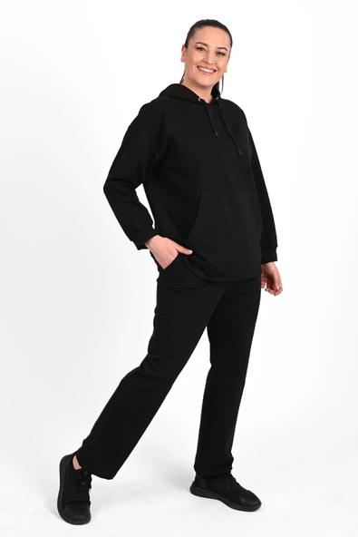 Kadın Kapüşonlu Büyük Beden Eşofman Takımı 3658-23 - 11