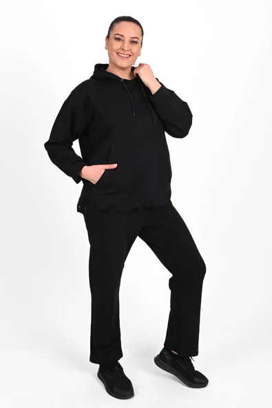 Kadın Kapüşonlu Büyük Beden Eşofman Takımı 3658-23 - 5