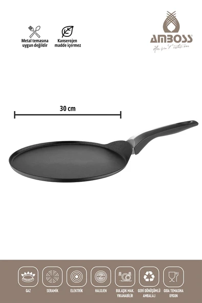 ASTEN - 7 Parça Orion (Siyah) + 26 cm Krep Tava + 18 cm Kuvars Sahan - Resim 2