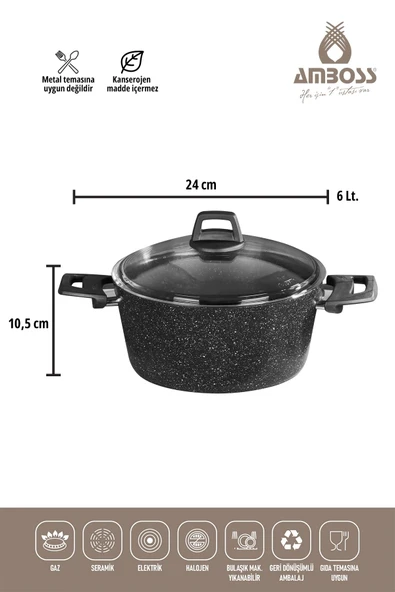 ASTEN - 7 Parça Orion (Siyah) + 26 cm Krep Tava + 18 cm Kuvars Sahan - Resim 5