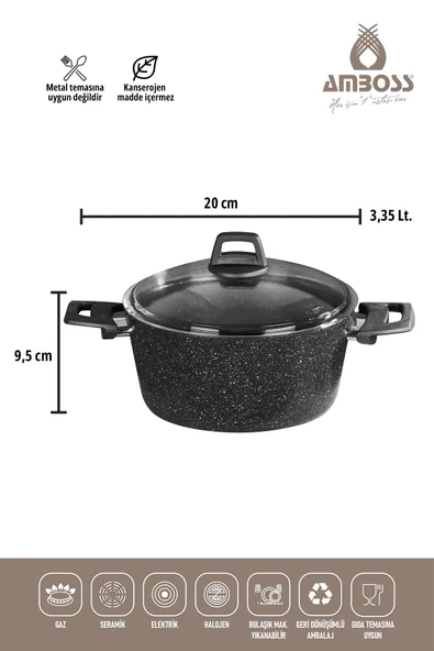 ASTEN - 7 Parça Orion (Siyah) + 26 cm Krep Tava + 18 cm Kuvars Sahan - Resim 4