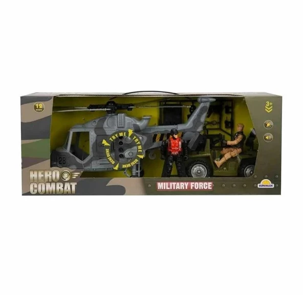 Hero Combat Sesli ve Işıklı Helikopter 12 Parça 43 Cm