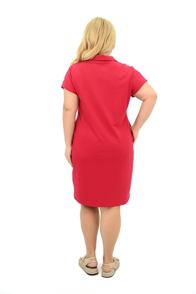 Kadın Büyük Beden Gömlek Yaka Elbise 5263-25 - 10