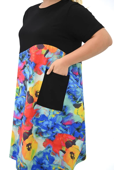 Kadın Büyük Beden Dijital Baskı Detaylı Elbise 5258-25 - 6