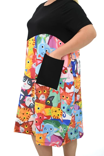 Kadın Büyük Beden Dijital Baskı Detaylı Elbise 5256-25 - 6