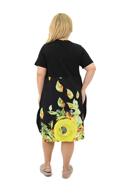 Kadın Büyük Beden Dijital Baskı Detaylı Elbise 5254-25 - 5