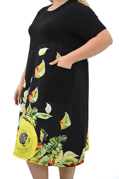 Kadın Büyük Beden Dijital Baskı Detaylı Elbise 5254-25 - 6
