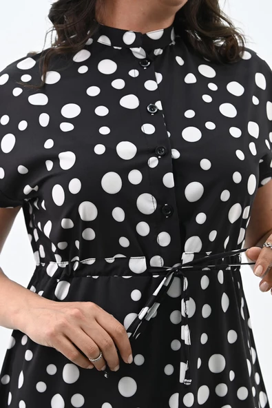 Kadın Büyük Beden Puantiye Detaylı Elbise 5226-25 - 11