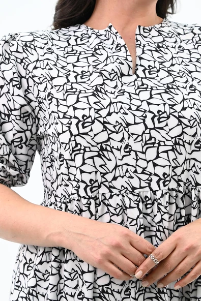 Kadın Büyük Beden Çiçek Desenli Elbise 5230-25 - 6