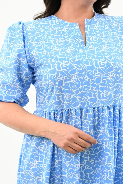 Kadın Büyük Beden Çiçek Desenli Elbise 5230-25 - 11