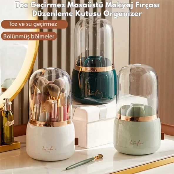 Polham Su ve Toz Geçirmez 360 Derece Dönebilen Çok Amaçlı Makyaj Kozmetik Banyo Ofis Masa Düzenleyici - 2