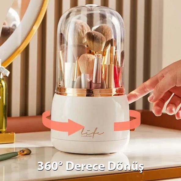 Polham Su ve Toz Geçirmez 360 Derece Dönebilen Çok Amaçlı Makyaj Kozmetik Banyo Ofis Masa Düzenleyici - 4